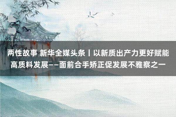 两性故事 新华全媒头条丨以新质出产力更好赋能高质料发展——面前合手矫正促发展不雅察之一