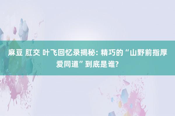 麻豆 肛交 叶飞回忆录揭秘: 精巧的“山野前指厚爱同道”到底是谁?