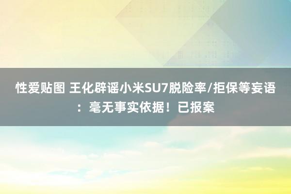 性爱贴图 王化辟谣小米SU7脱险率/拒保等妄语：毫无事实依据！已报案