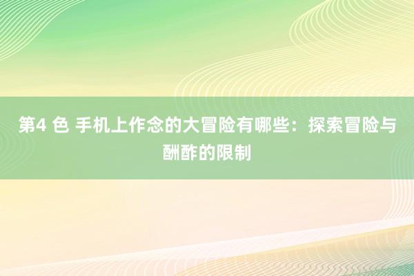 第4 色 手机上作念的大冒险有哪些：探索冒险与酬酢的限制