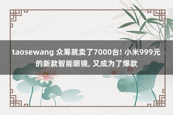 taosewang 众筹就卖了7000台! 小米999元的新款智能眼镜， 又成为了爆款