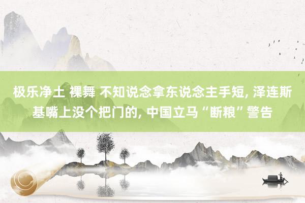极乐净土 裸舞 不知说念拿东说念主手短， 泽连斯基嘴上没个把门的， 中国立马“断粮”警告